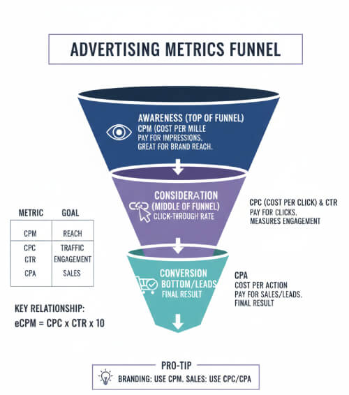 Diagramma metriche pubblicitarie CPM