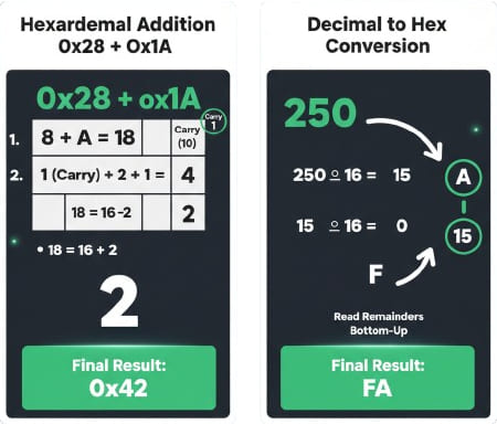 Contoh penjumlahan dan konversi hex