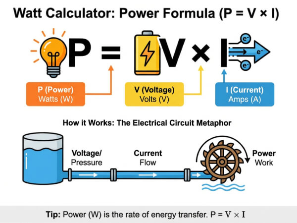 Graphique de la formule de puissance du calculateur de watts